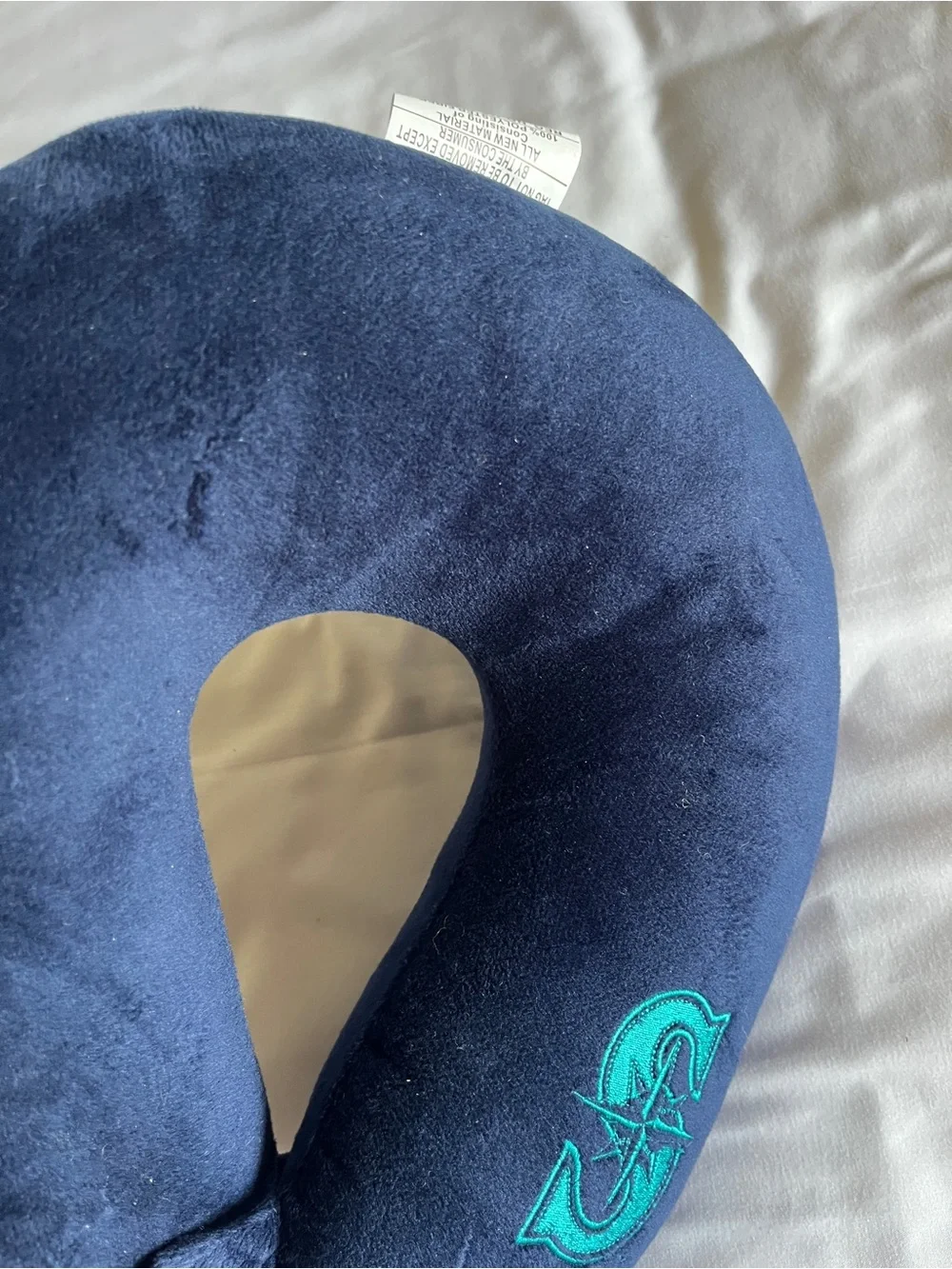 Seattle Mariners Navy Plush Blue Travel Neck Pillow Snap Closure 10